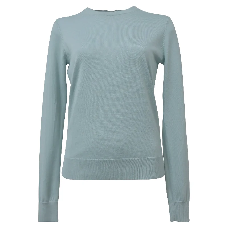 Women's Professional Clothes Theory Crewneck Regal Sweater in Light Blue Wool