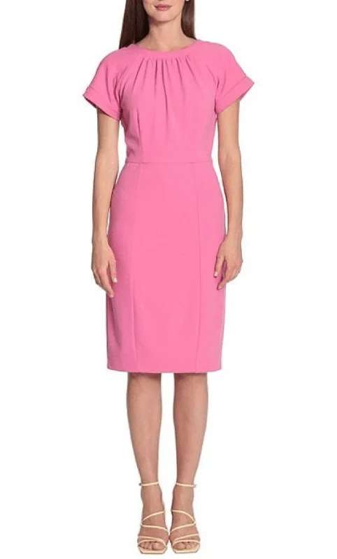 Discount Store Maggy London G5309M - Shirred Jewel Neck Cocktail Dress