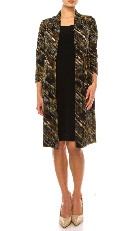 Luxury Women's Clothing Connected Apparel TGL70975 - Abstract Print Faux Jacket Dress