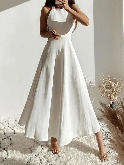 Affordable Trendy Clothes For Women Halter Bare Back Sleeveless Dress