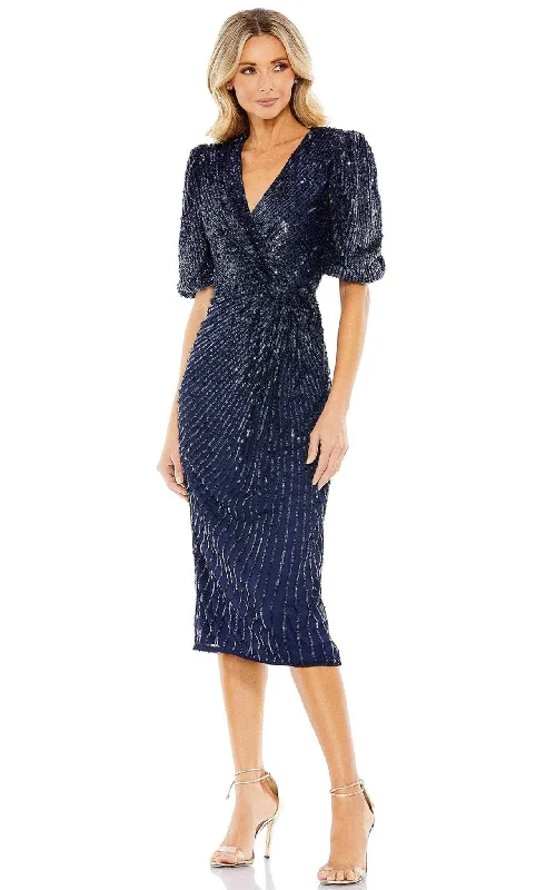 Runway Inspired Wear Mac Duggal 5578 - Puff Sleeve Sequin Cocktail Dress