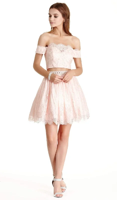 Online Boutiques Clothing Aspeed Design - Lace Two Piece A-line Homecoming Dress