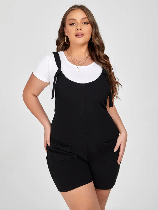 New Arrivals Plus Black Adjustable Strap Pocket Romper