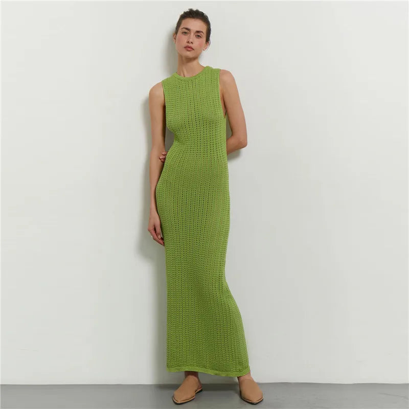 Women's Clothing For Special Occasions Green Knitted Summer Sexy Hollow Out Sleeveless Maxi Dress Women's Clothing For Special Occasions Green Knitted Summer Sexy Hollow Out Sleeveless Maxi Dress