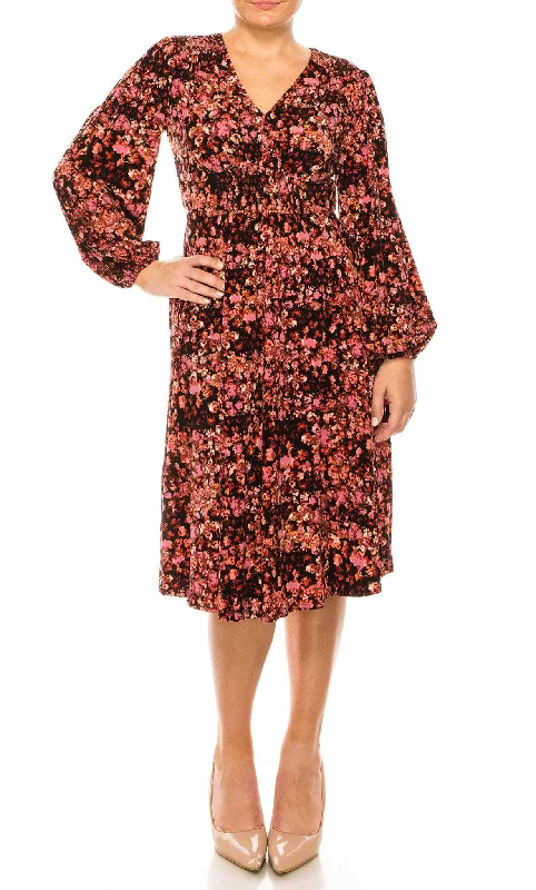 Casual Chic Clothing London Times T5953M - Floral Printed Midi Dress