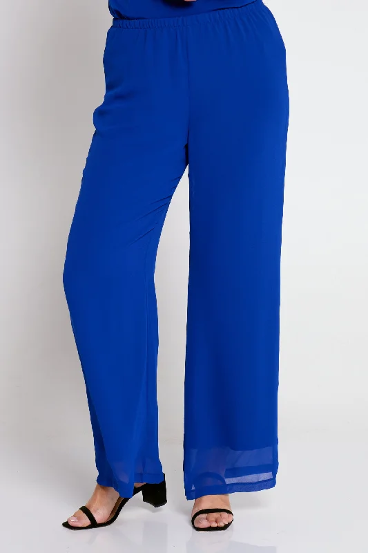 Plus-Size Women's Clothing Rendezvous Chiffon Pants - Royal