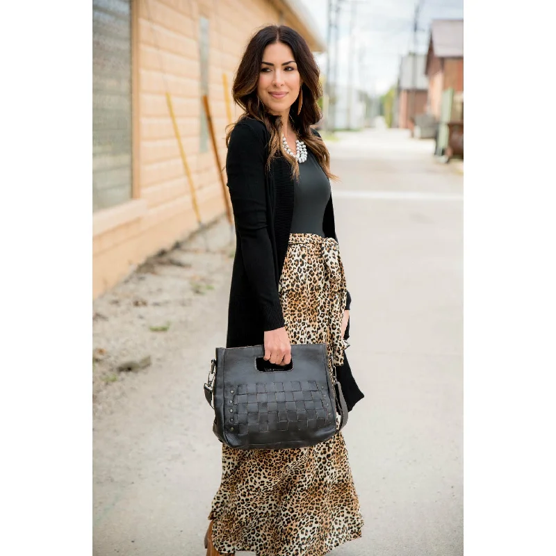 Chic Wardrobe 3/4 Sleeve Leopard Bottom Maxi