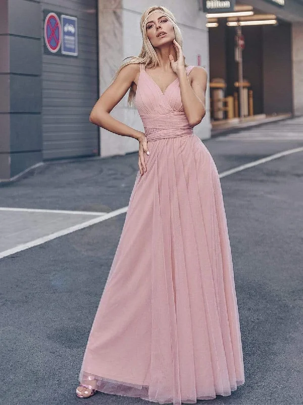 Women's Clothing For Everyday Wear Floor Length Double V Neck Tulle Bridesmaid Dresses Women's Clothing For Everyday Wear Floor Length Double V Neck Tulle Bridesmaid Dresses