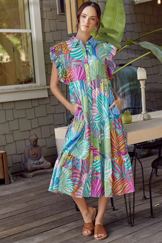 Eclectic Style Wardrobe Beach Babe Leaf Midi Dress