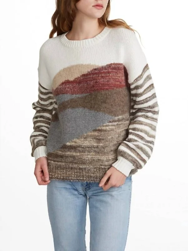 Women's Casual Wear Clothing Landscape Intarsia Crewneck Sweater In Dayscape