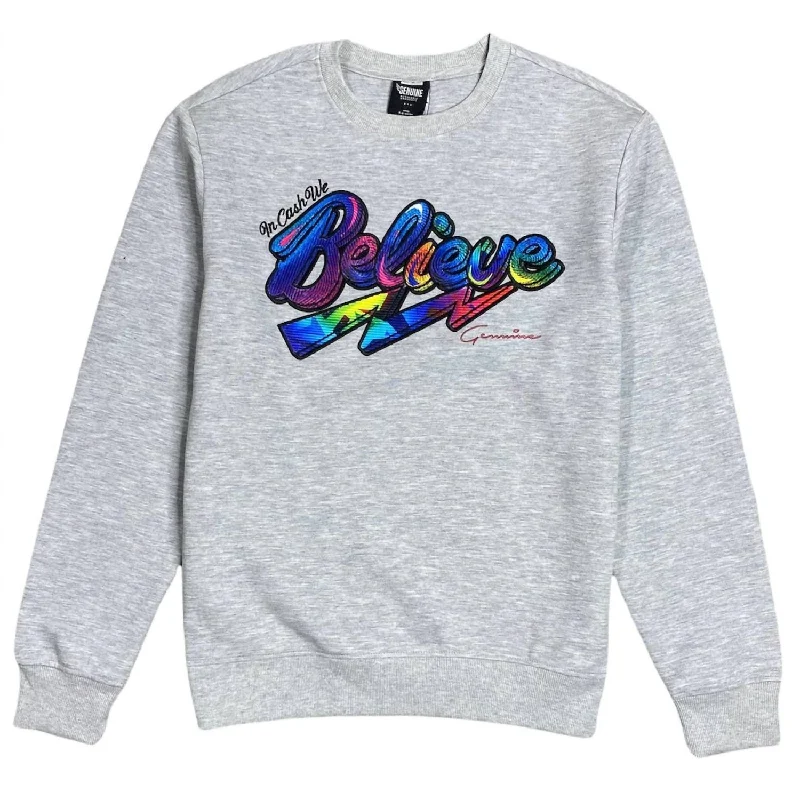 Women's Seasonal Clothing Unisex Believe Crewneck Sweatshirt In Grey