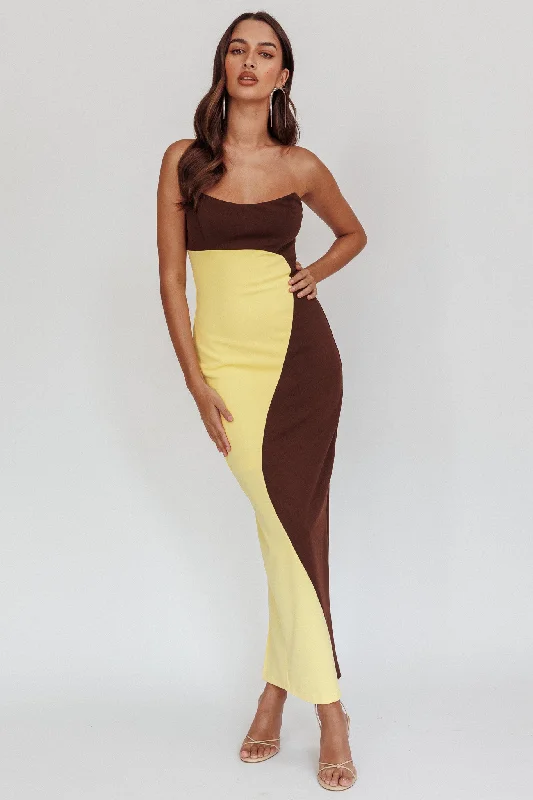 Innovate Your Wardrobe Regent Strapless Maxi Dress Cedar Yellow