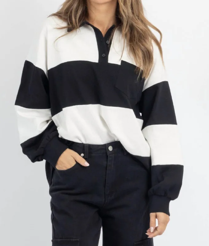 Women's High-End Clothing Elianna Polo Sweater In Black/white