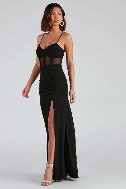 Women's Urban Clothing Alexia Formal High Slit Illusion Dress