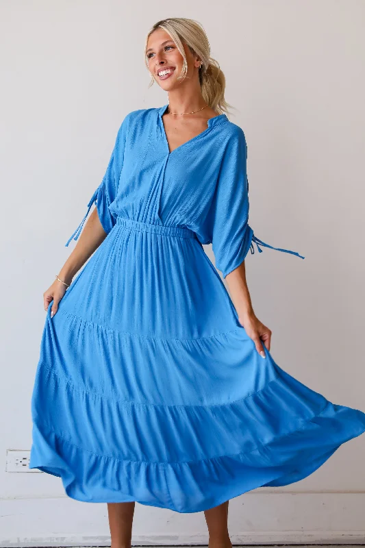 Vintage Style Clothing Sale FINAL SALE - Pristine Darling Blue Tiered Maxi Dress