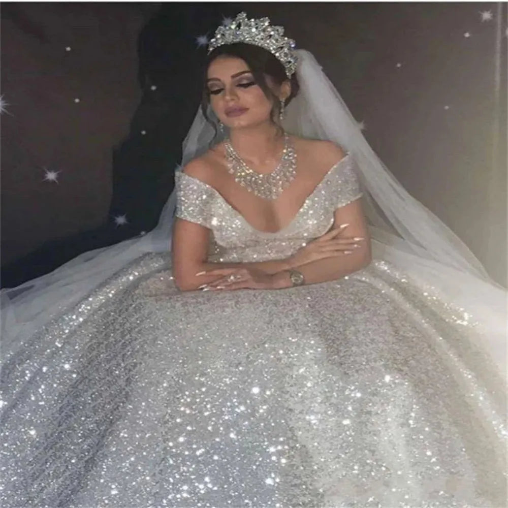 Women's Comfortable Clothes For Weekends Princess Off The Shoulder Wedding Dresses Ruched Sweetheart Ball Gown Glitter Tulle Bridal Gowns Robe De Mariee Luxuriant Sweep Women's Comfortable Clothes For Weekends Princess Off The Shoulder Wedding Dresses Ruched Sweetheart Ball Gown Glitter Tulle Bridal Gowns Robe De Mariee Luxuriant Sweep