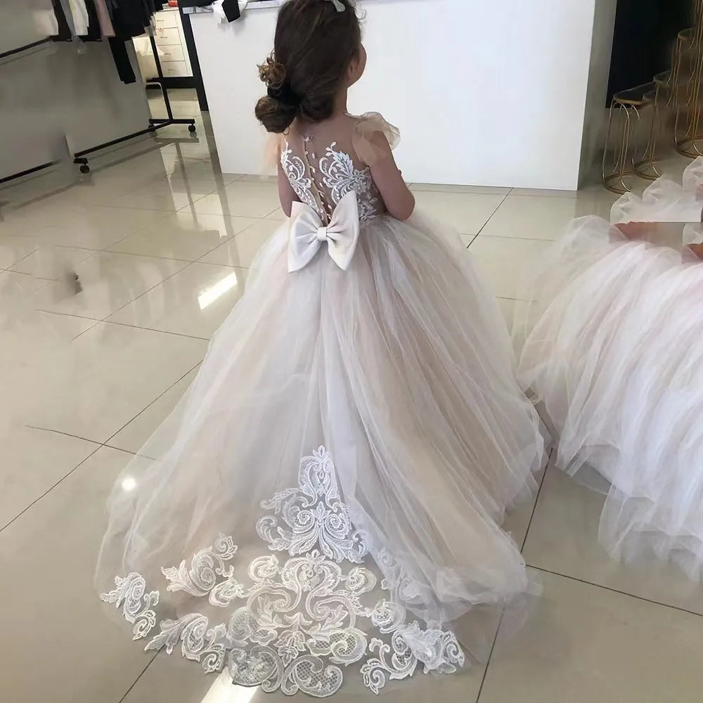 Women's Holiday Clothes Wedding Party Dresses Flower Girl Dress Ball Gown Kids Pageant Big Bow Long Sleeves Champagne Child Bride Dresses Vestidos Novia Women's Holiday Clothes Wedding Party Dresses Flower Girl Dress Ball Gown Kids Pageant Big Bow Long Sleeves Champagne Child Bride Dresses Vestidos Novia