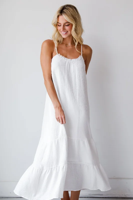 Flash Discount FINAL SALE - Sunkissed Cutie White Linen Maxi Dress