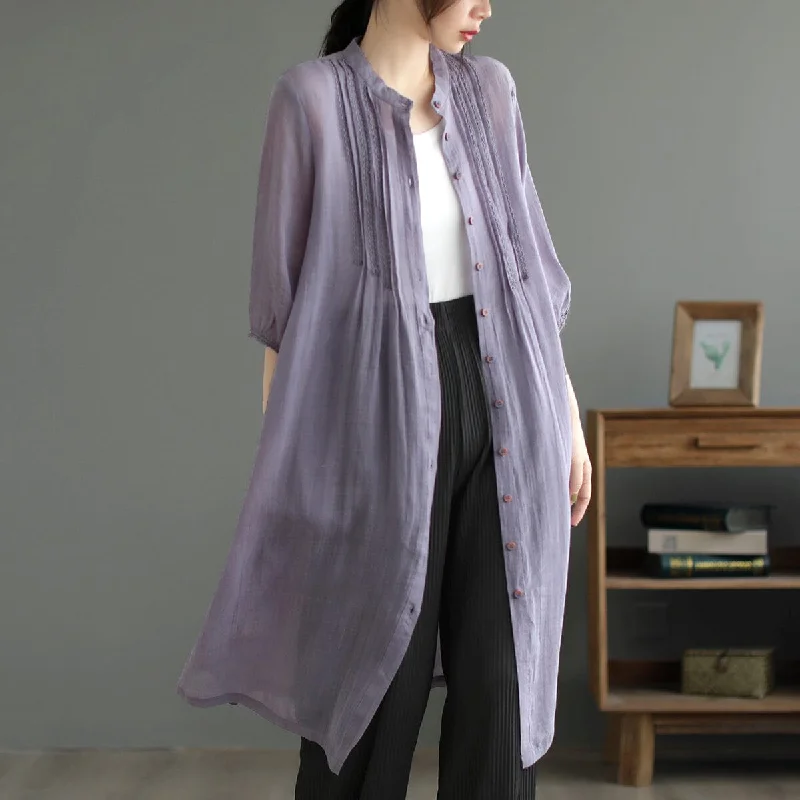 Elegant Clothing For Women Summer Retro Linen Solid Loose Midi Dress