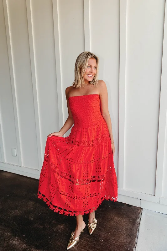 Affordable Trendy Clothes For Women Teagan Midi Dress - Red