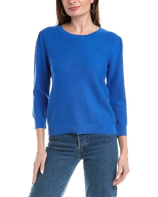 Modern Women's Clothes Julianne Puff Sleeve Sweater In Blue