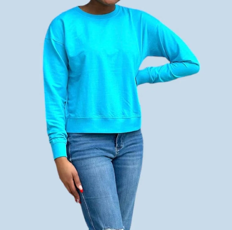 Women's Plus-Size Clothes Islander Long Sleeves Sweatshirt In Lagoon