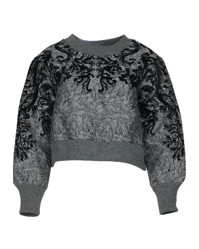 Women's Vintage Clothes Dolce & Gabbana Embroidered Crew Neck Sweatshirt in Grey Polyester Women's Vintage Clothes Dolce & Gabbana Embroidered Crew Neck Sweatshirt in Grey Polyester