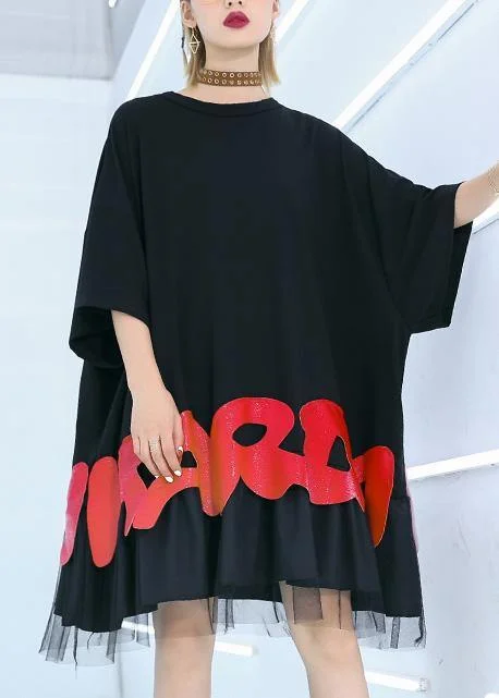 Women's Elegant Clothes Women black cotton clothes For Women red alphabet prints tunic summer shirt Women's Elegant Clothes Women black cotton clothes For Women red alphabet prints tunic summer shirt