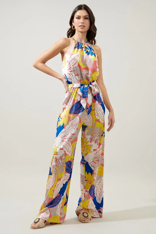 Women's Holiday Clothing Tropical Paradise Wide Leg Jumpsuit