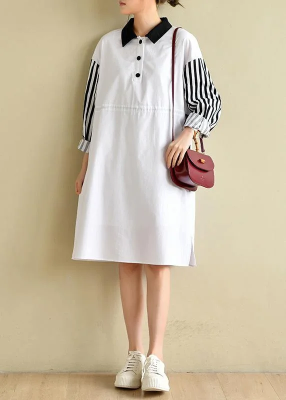 Timeless Women's Clothes French Peter Pan Collar Striped Dresses Big Hem Cotton Dress Timeless Women's Clothes French Peter Pan Collar Striped Dresses Big Hem Cotton Dress