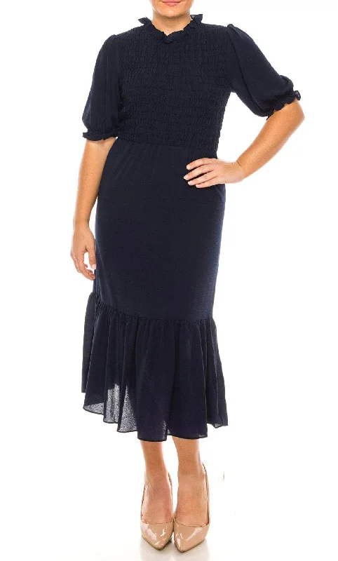 Fashion Forward London Times T6435M - Ruffled Neck Mermaid Midi Dress