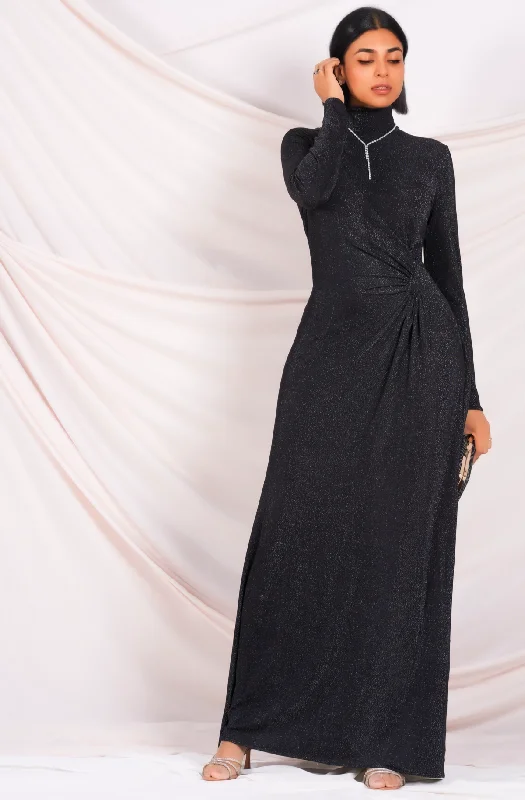 Women's Urban Clothing Sliver Glitter Maxi Dress