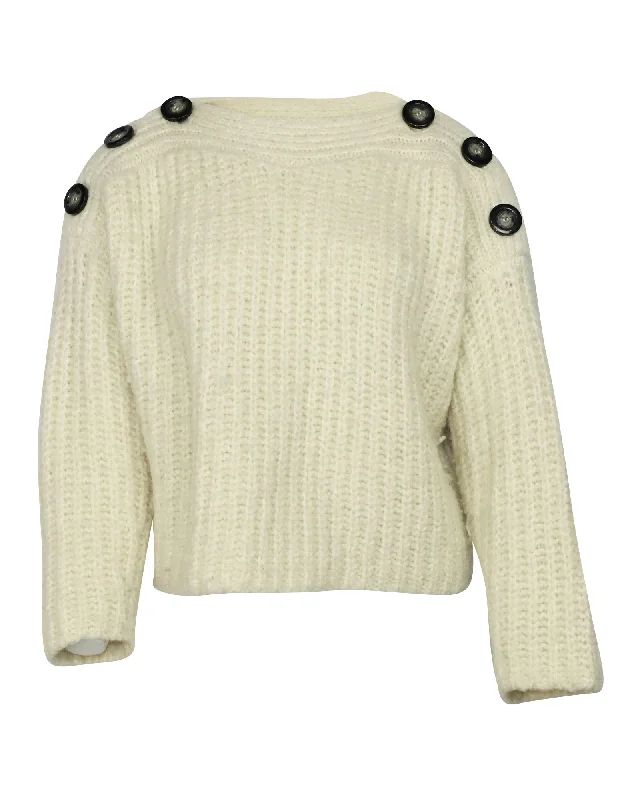 Casual Clothing For Women Isabel Marant Button-detail Sweater in White Wool