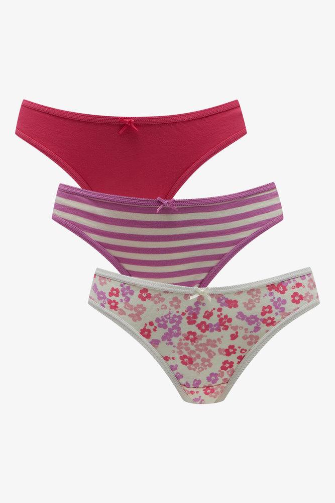 Women's Clothes For The Office 3 Pack Floral Bikini Panties Pink