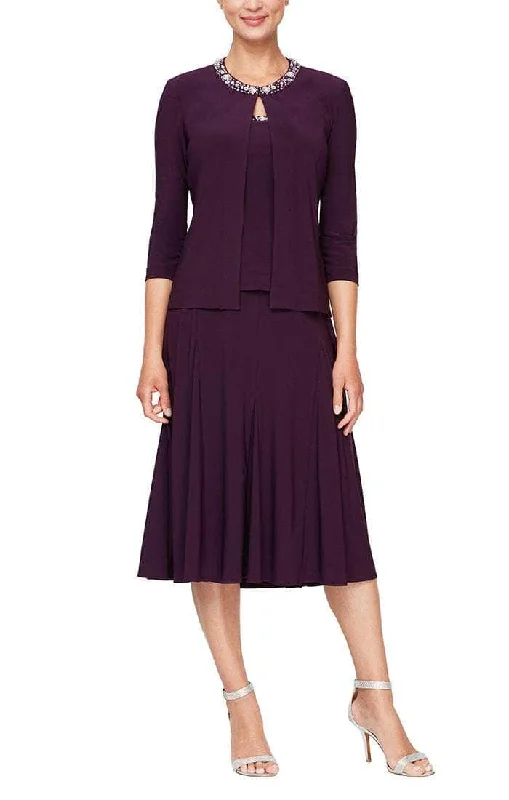 Elevate Your Wardrobe Alex Evenings - 235372 Matte Jersey Tea Length Dress