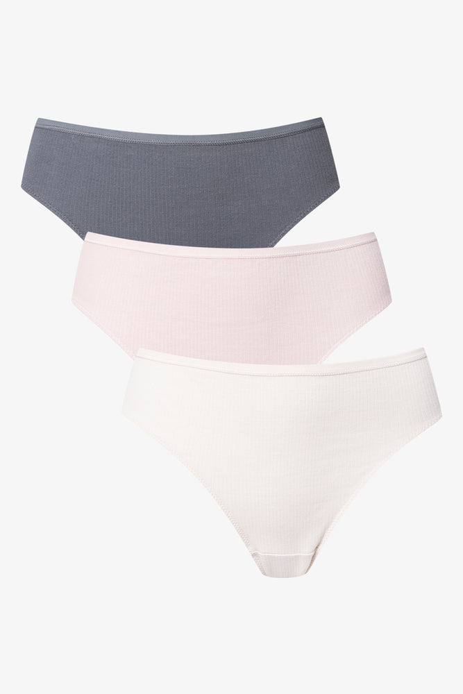 Casual Clothes For Women 3 Pack Brazilian Panties Dark Grey, Light Pink & Cream