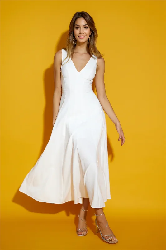 Women's Urban Clothing Dusk Soiree Midi Dress White