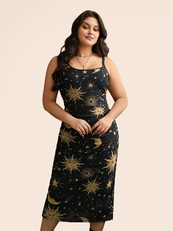 Stylish Basics Cami Starry Mesh Chiffon Midi Dress