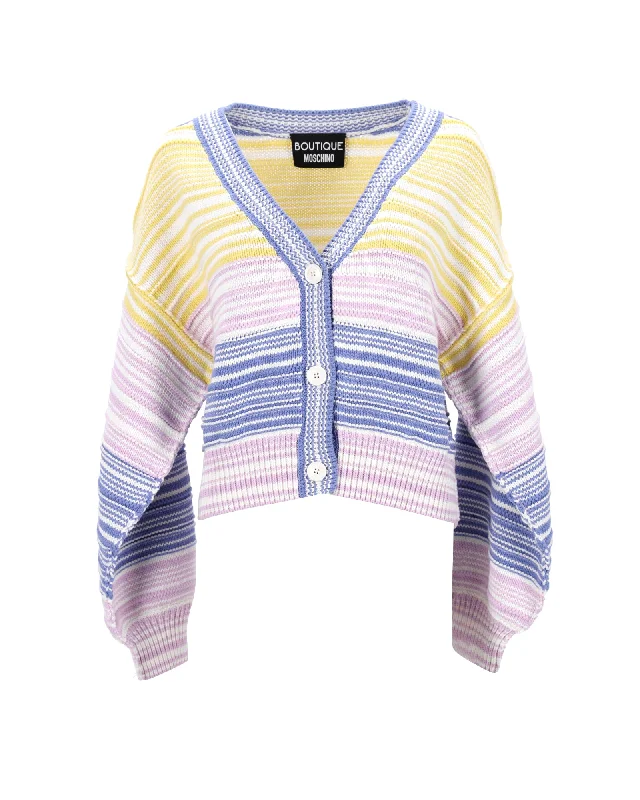 Fashionable Women's Clothes Boutique Moschino Stripe Cardigan in Multicolor Cotton Fashionable Women's Clothes Boutique Moschino Stripe Cardigan in Multicolor Cotton