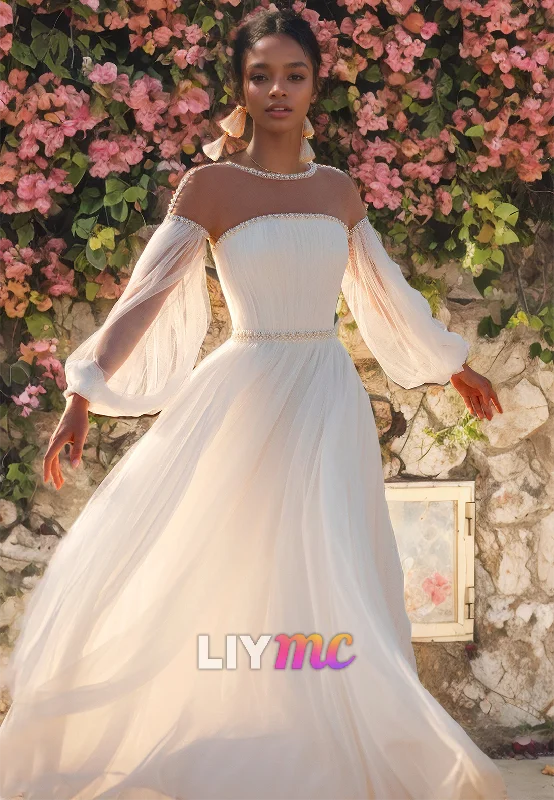 Women's Clothes For The Office Scoop Long Sleeves Chiffon A-Line Beach Wedding Dress Women's Clothes For The Office Scoop Long Sleeves Chiffon A-Line Beach Wedding Dress