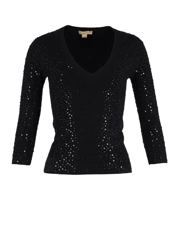 Women's Plus-Size Clothes Michael Kors Collection Sequined Jumper in Black Viscose Women's Plus-Size Clothes Michael Kors Collection Sequined Jumper in Black Viscose