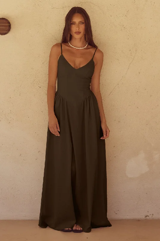 Crazy Price Slashing ZEPHY MAXI DRESS - CHOCOLATE