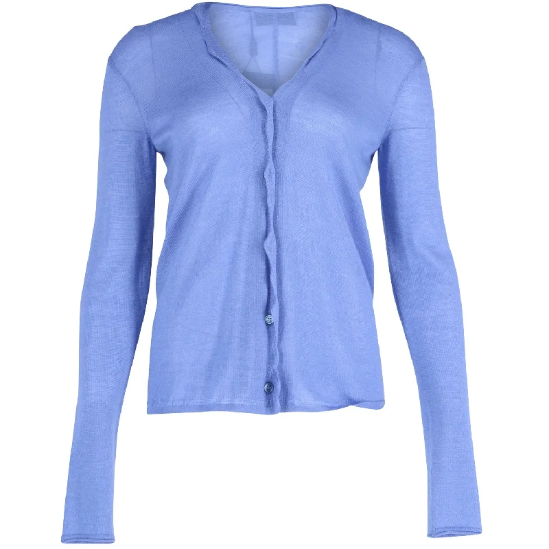 Women's Casual Wear Clothing Saint Laurent Scalloped Edge Cardigan in Blue Cashmere