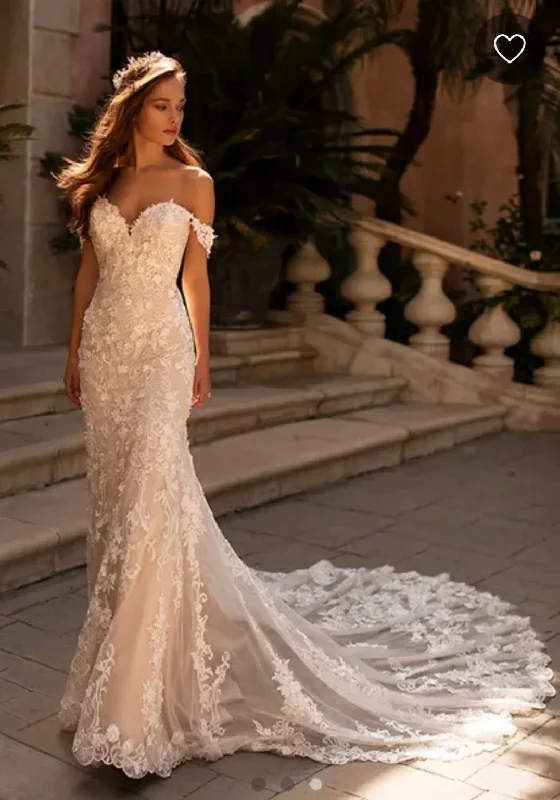 Women's Clothing For Everyday Wear Modern Slim Mermaid Lace Open Back Wedding Gowns for Bride Sweetheart Off Shoulder Sleeve Bride Wedding Dresses Court Train 2022 Women's Clothing For Everyday Wear Modern Slim Mermaid Lace Open Back Wedding Gowns for Bride Sweetheart Off Shoulder Sleeve Bride Wedding Dresses Court Train 2022