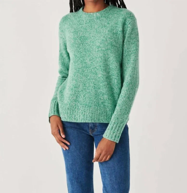 Women's Outerwear Clothing Cashmere Luxe Marl Crewneck Top In Green Marl