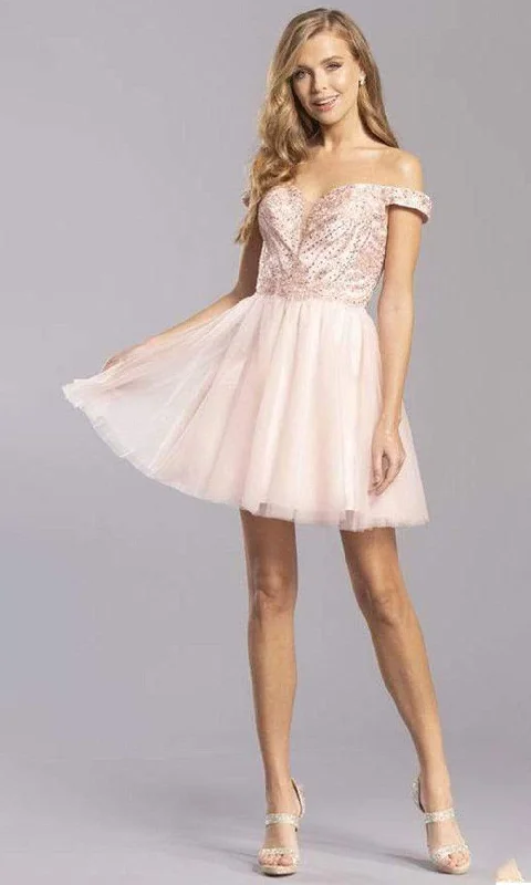 Elegant Fashion Aspeed Design - S2323 Beaded Off Shoulder Tulle Dress