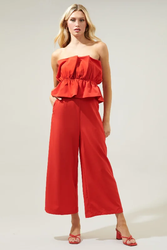 Women's Clothes For The Office About Last Night Strapless Ruffle Jumpsuit