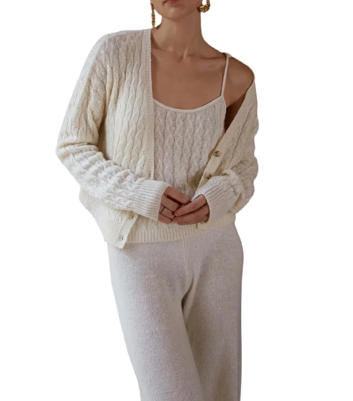 Affordable Women's Clothing Tulip Cable Knit Cardigan In Ivory