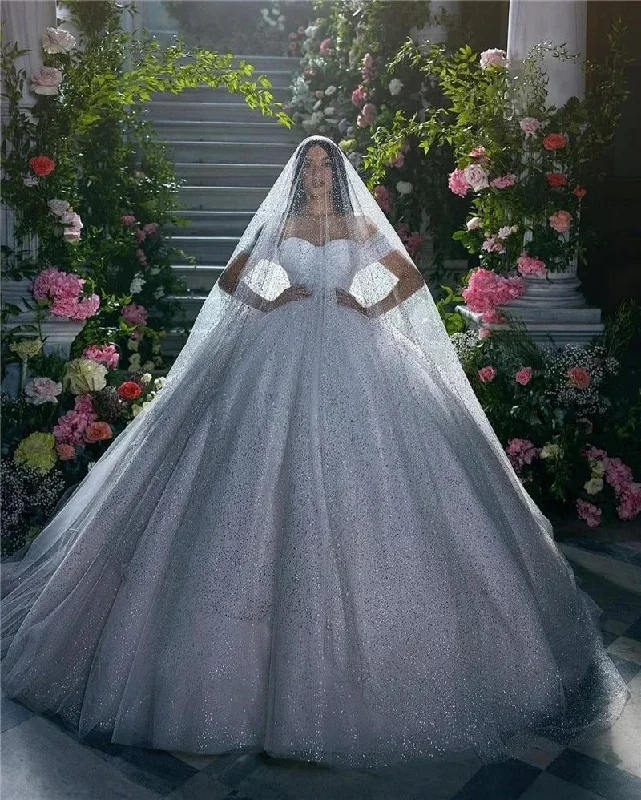 Women's Clothing For Casual Outings Glitter Tulle Wedding Dresses Off Shoulder Shiny Puffy Pleated Prom Bridal Gowns Sparkly Ball Pageant 2022 Bride Dress Women's Clothing For Casual Outings Glitter Tulle Wedding Dresses Off Shoulder Shiny Puffy Pleated Prom Bridal Gowns Sparkly Ball Pageant 2022 Bride Dress