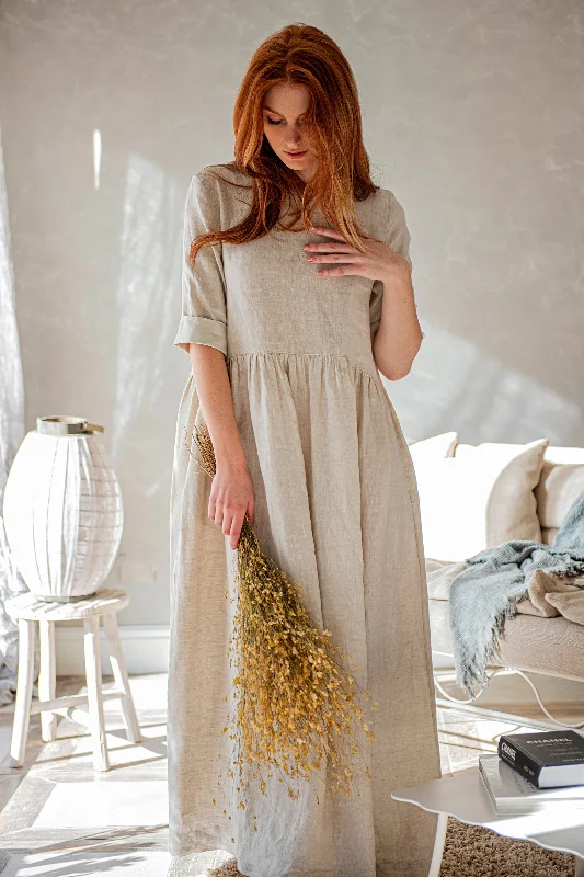 Women's Trendy Casual Clothes Linen Smock Dress